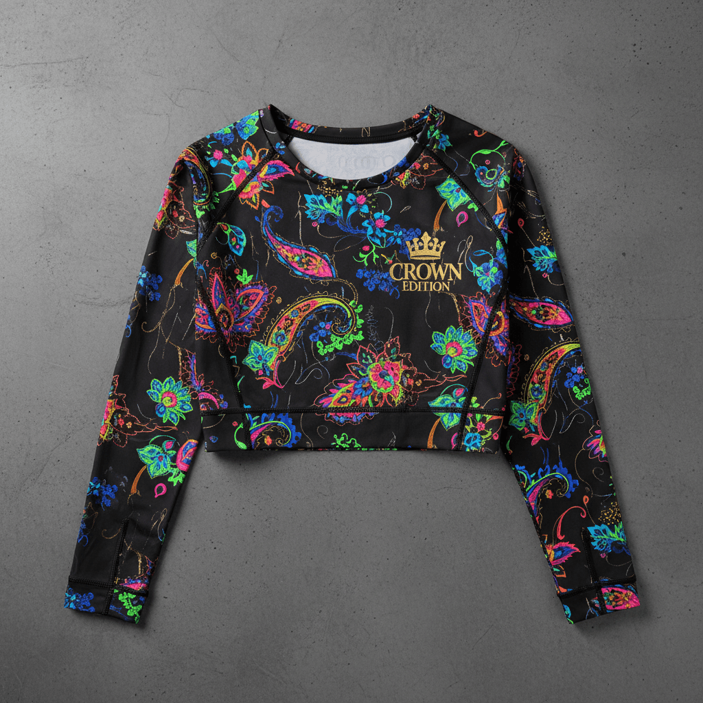 TITAN Women's Neon Persian Paisley Long Sleeve Crop — Shiraz Edition