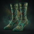 TITAN Crown Edition Tiger Lotus Crew Socks — Emerald & Gold