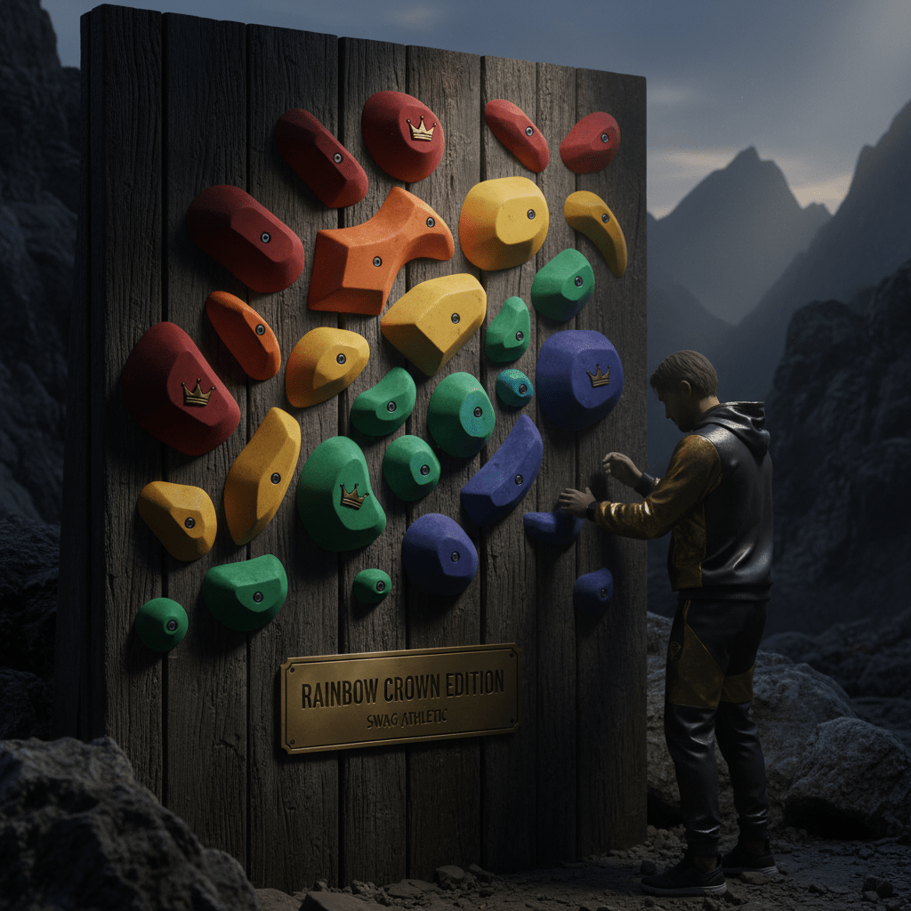 TITAN Off-Grid Rock Climbing Holds Rainbow Crown SWAG Edition