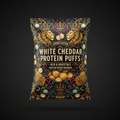TITAN Protein Puffs White Cheddar — Crown Edition bold tattoo-style artwork