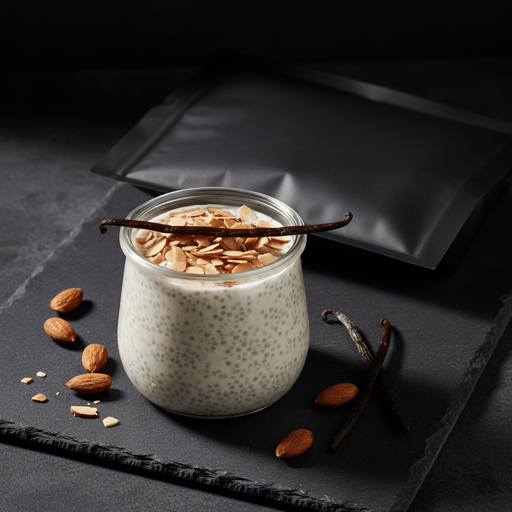 TITAN Protein Chia Pudding Kit – Vanilla Almond, premium product photography