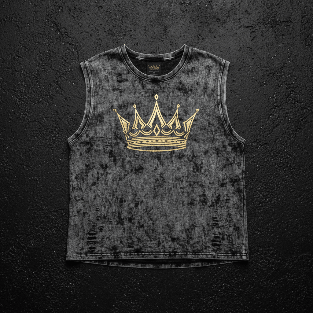 Acid Wash Crown Muscle Tee — Women's Warrior Drop