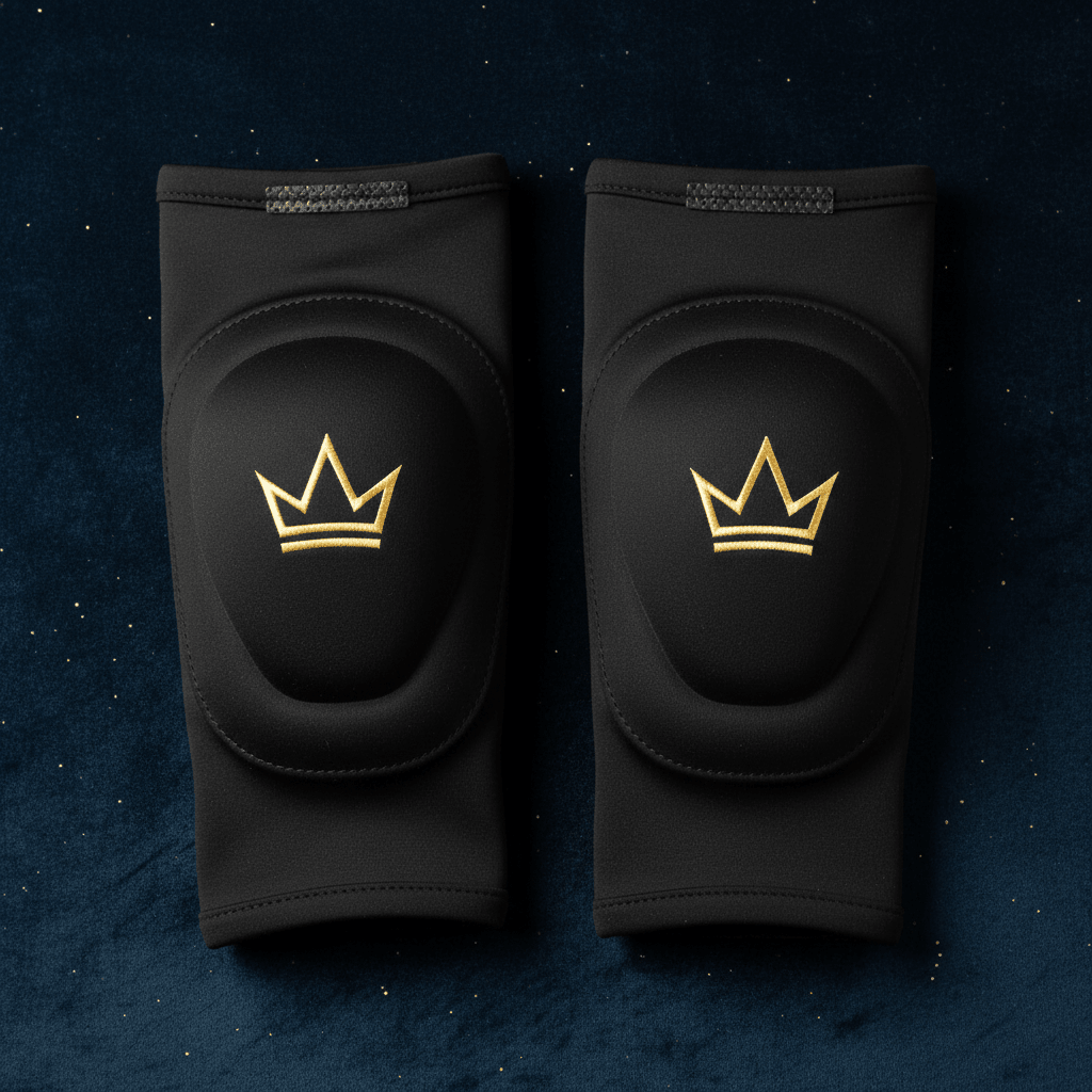 TITAN Volleyball Elbow Pads Crown Edition matte black gold crown logo integrated foam padding compression non-slip pair