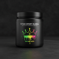 TITAN Pre-Workout Energy Formula Neon Drip Crown Edition tub flat lay