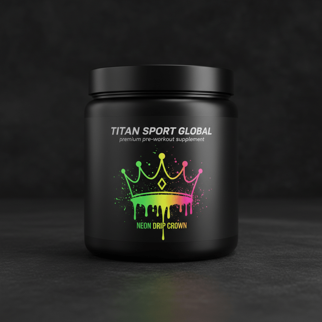 TITAN Pre-Workout Energy Formula Neon Drip Crown Edition tub flat lay