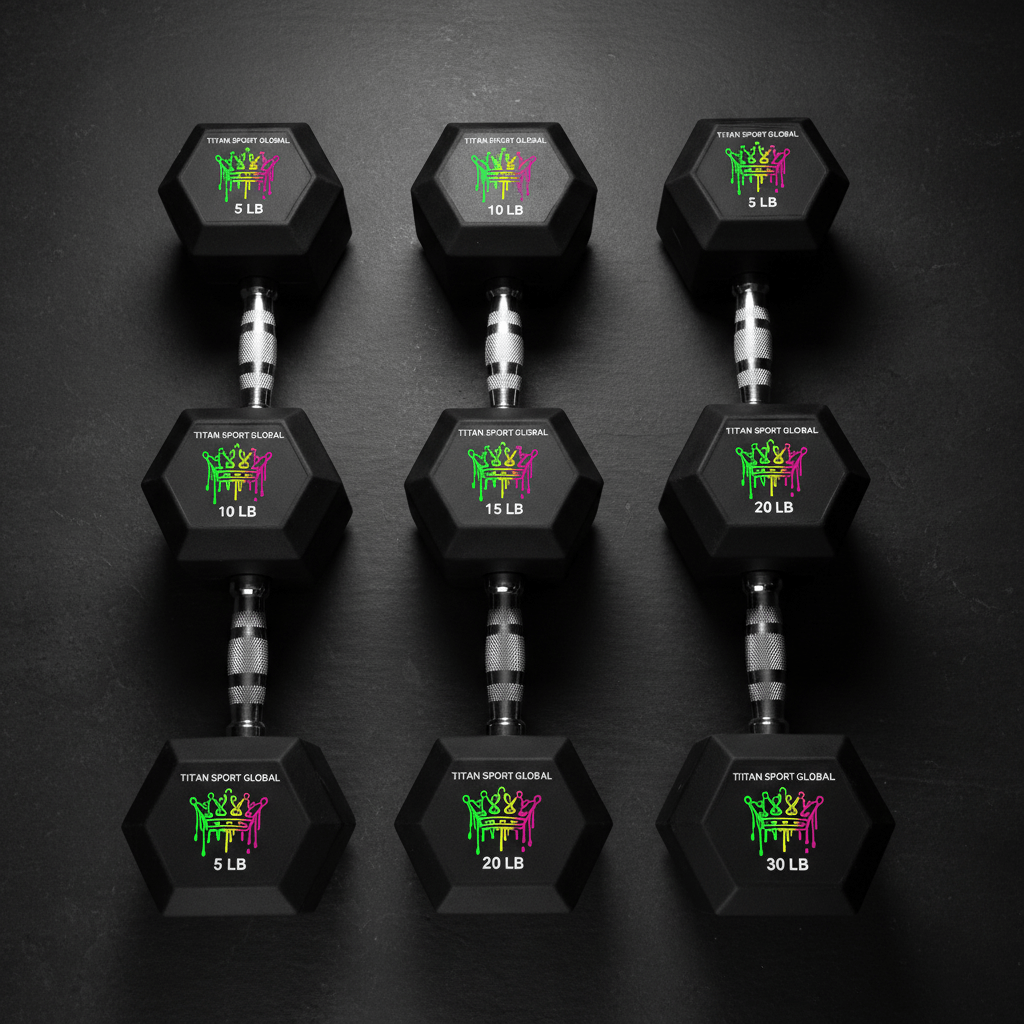 TITAN Dumbbell Set Neon Drip Crown Edition flat lay