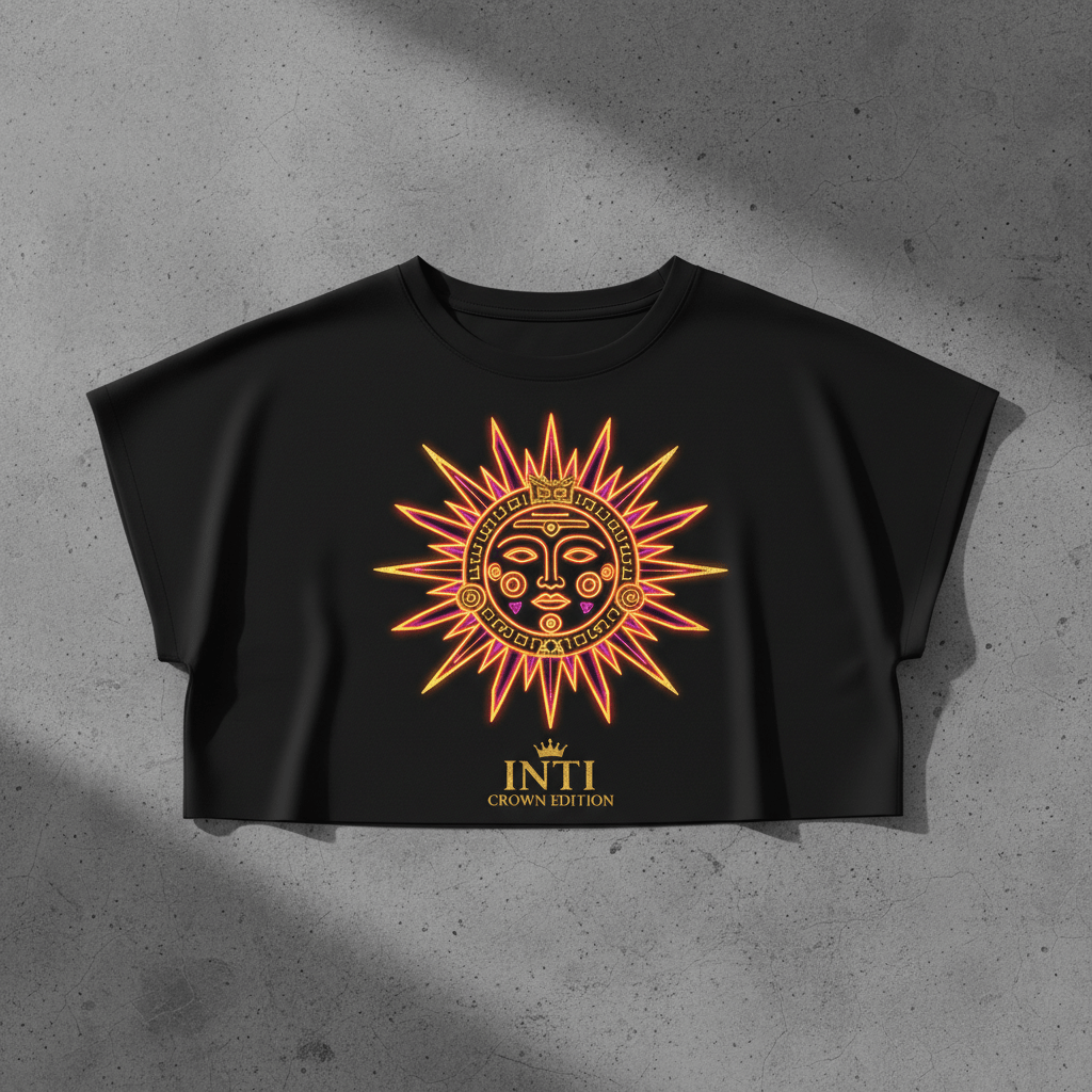 TITAN Women's Neon Inca Sun God Crop Tee — Inti Edition