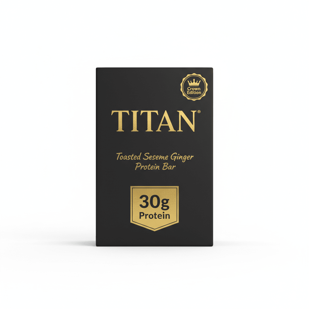 TITAN Toasted Sesame Ginger Protein Bar Crown Edition packaging