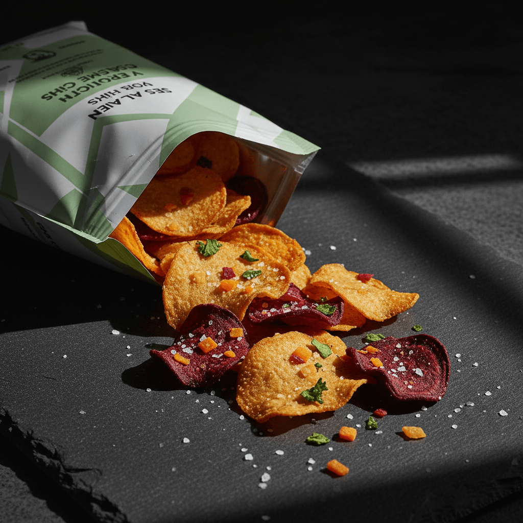 TITAN Protein Veggie Chips – Sea Salt, premium product photography