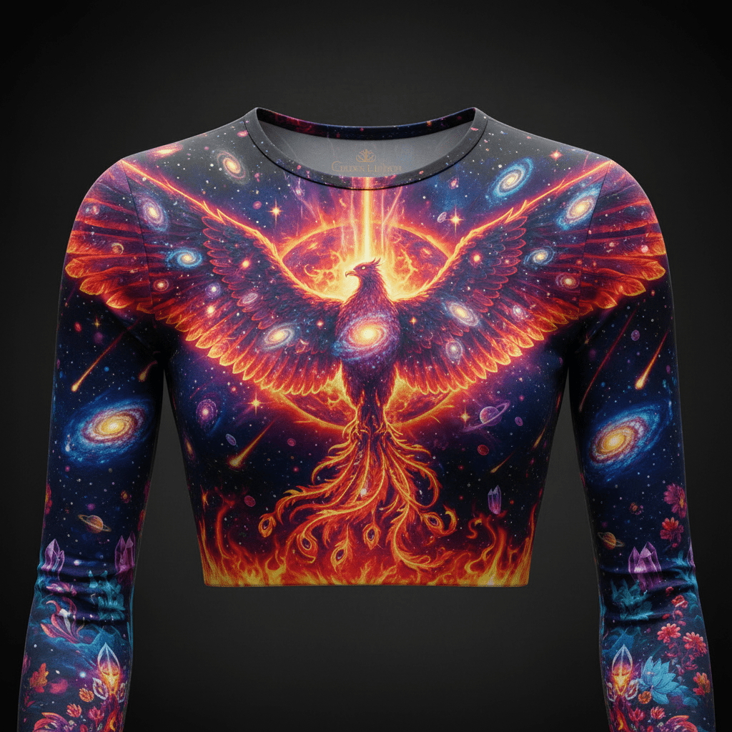 TITAN Women’s Cosmic Phoenix Nebula Long Sleeve Crop — Supernova Edition