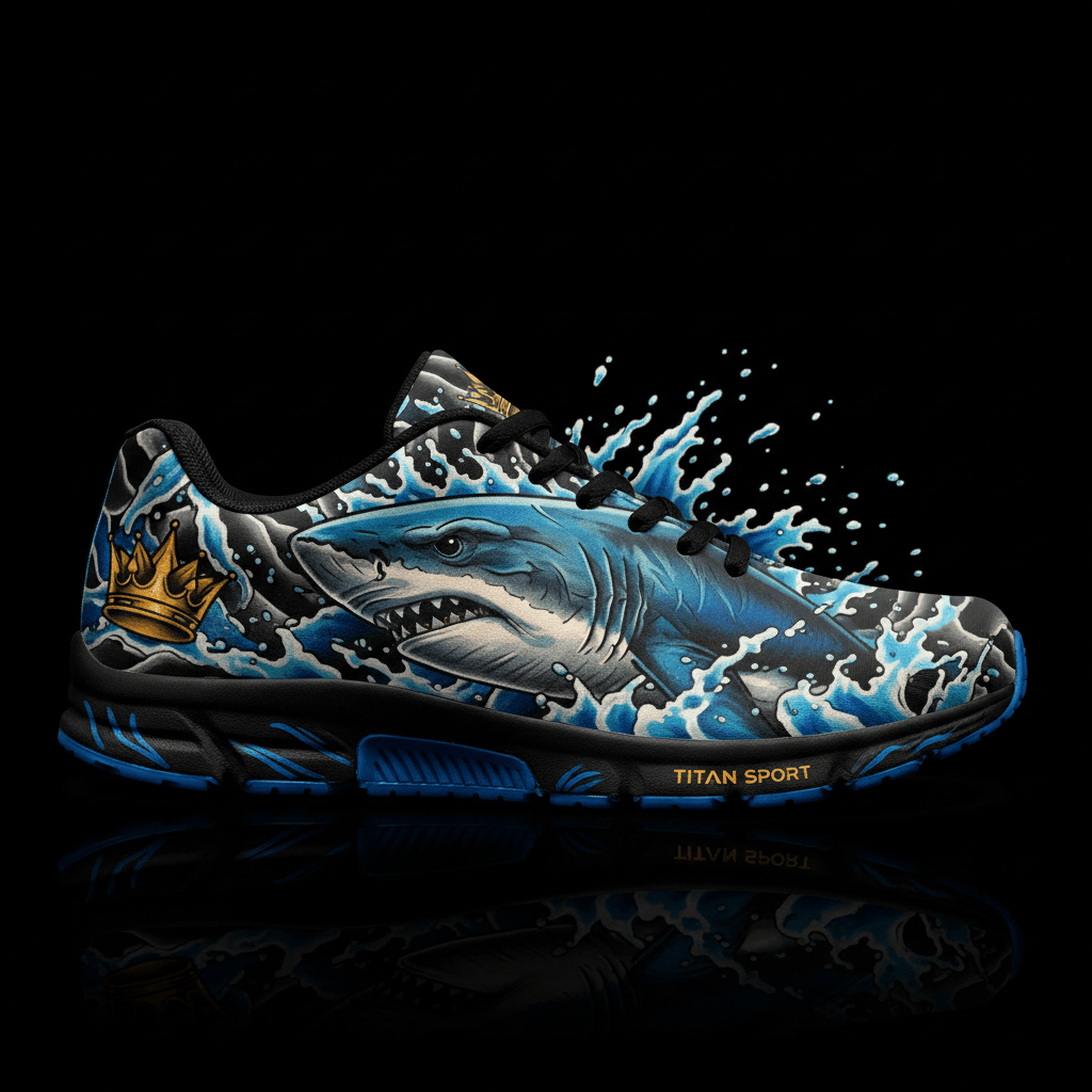 TITAN Crown Edition Color Great White Men's Running Shoe Color Tattoo Art