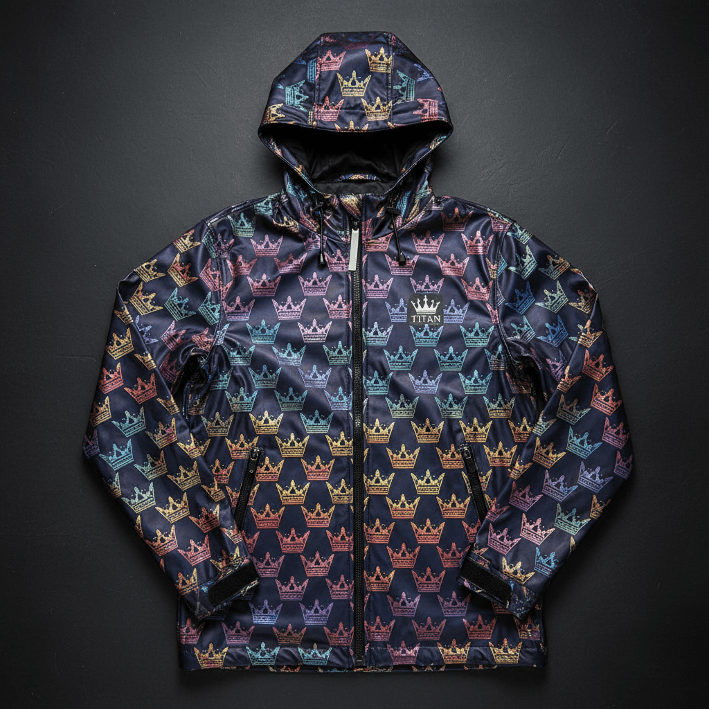 TITAN Men's Holographic Crown Rain Jacket — Prism King SWAG Edition