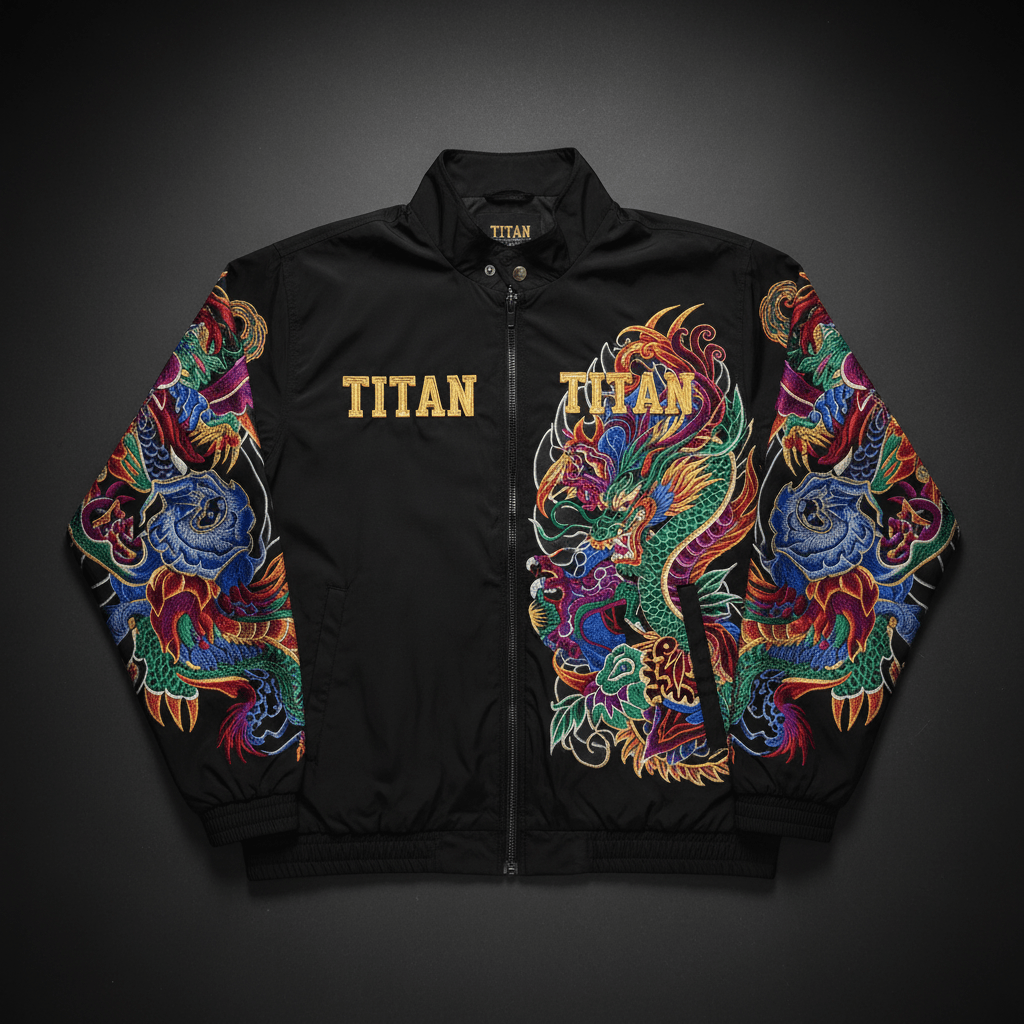 TITAN Embroidered Coach Jacket - Black & Gold Crown Edition
