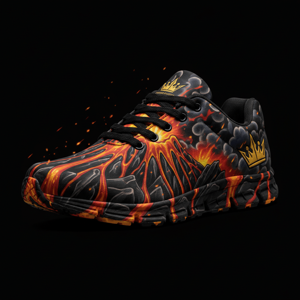 TITAN Crown Edition Volcanic Fire Men's Running Shoe Color Tattoo Art