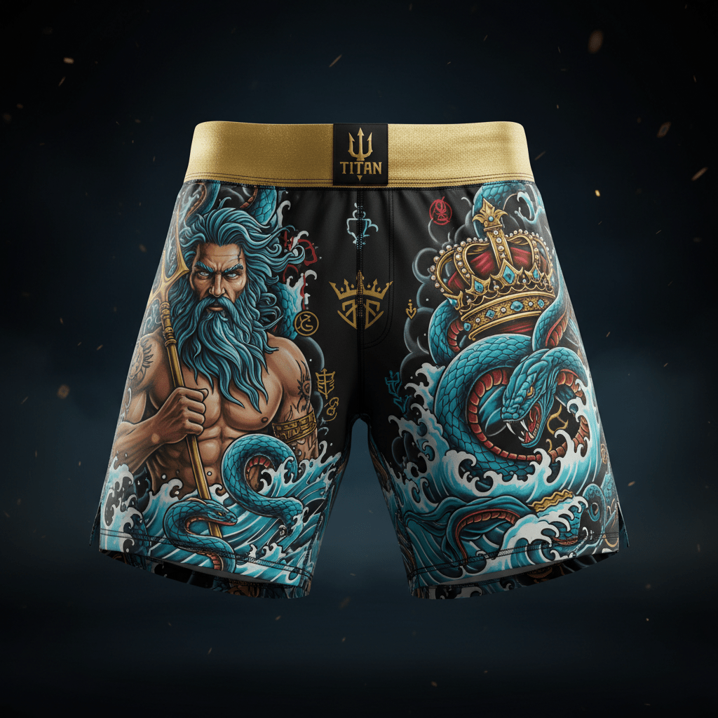 TITAN Plus Men's Poseidon Ocean King Shorts — Spiritual Crown Edition sizes 1X–5X