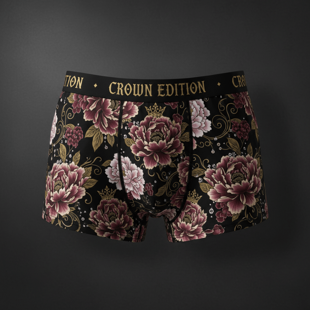 TITAN Women's Cozy Boxer Shorts Peony Queen Crown Edition