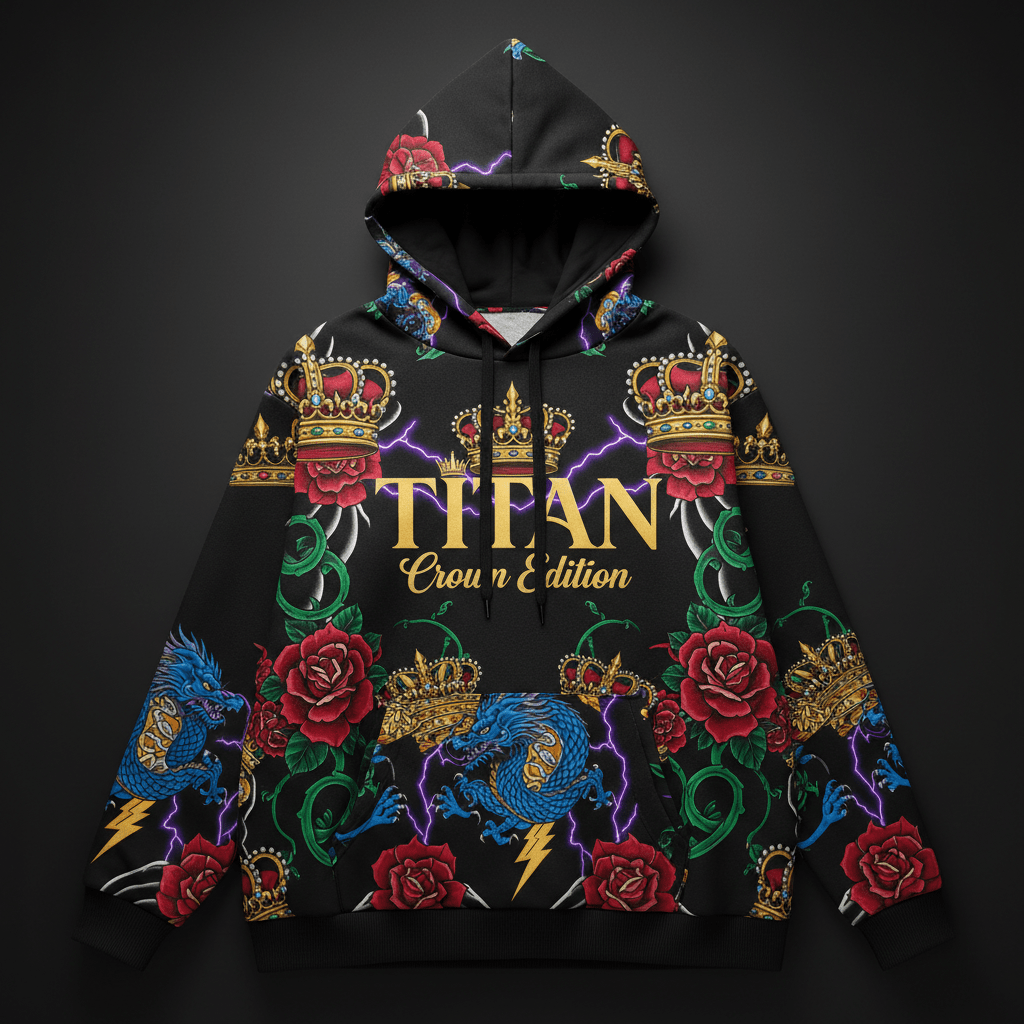 TITAN Crown Edition Plus-Size Women's Oversized Hoodie - Black & Gold