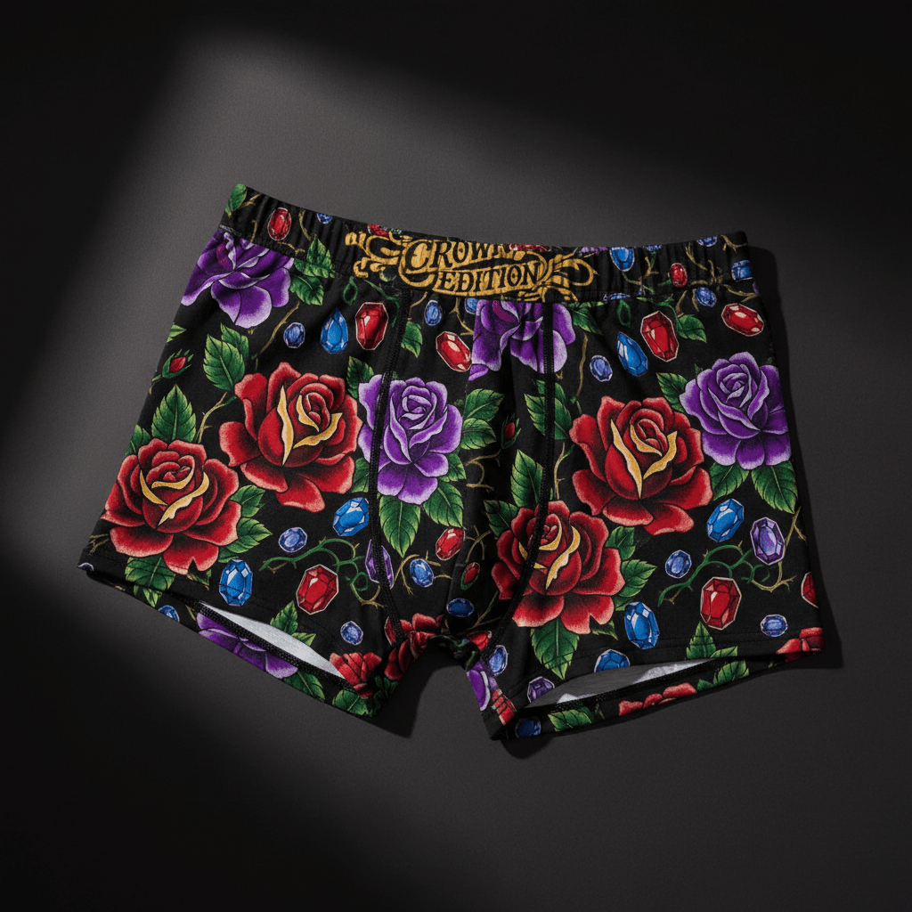 TITAN Women's Cozy Boxer Shorts Crimson Rose Crown Edition