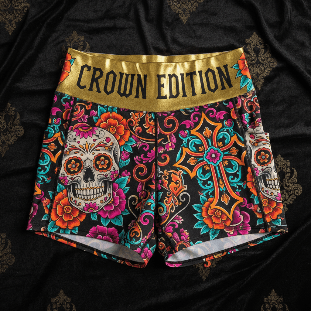TITAN Crown Edition Tattoo Art Sugar Skull Shorts Women's Athletic Bottoms