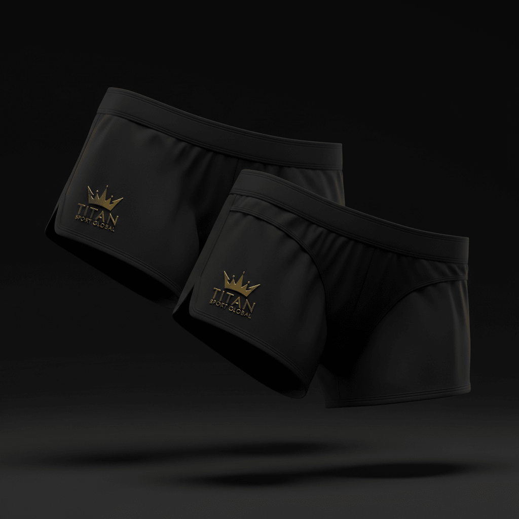 TITAN Women's Swim Shorts Blackout Crown — matte black with gold crown logo