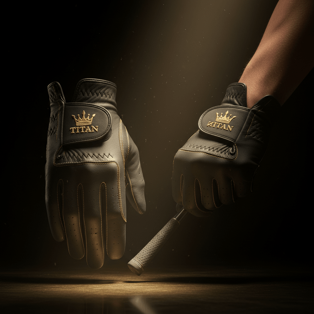 TITAN Pro Cabretta Leather Golf Glove Black & Gold