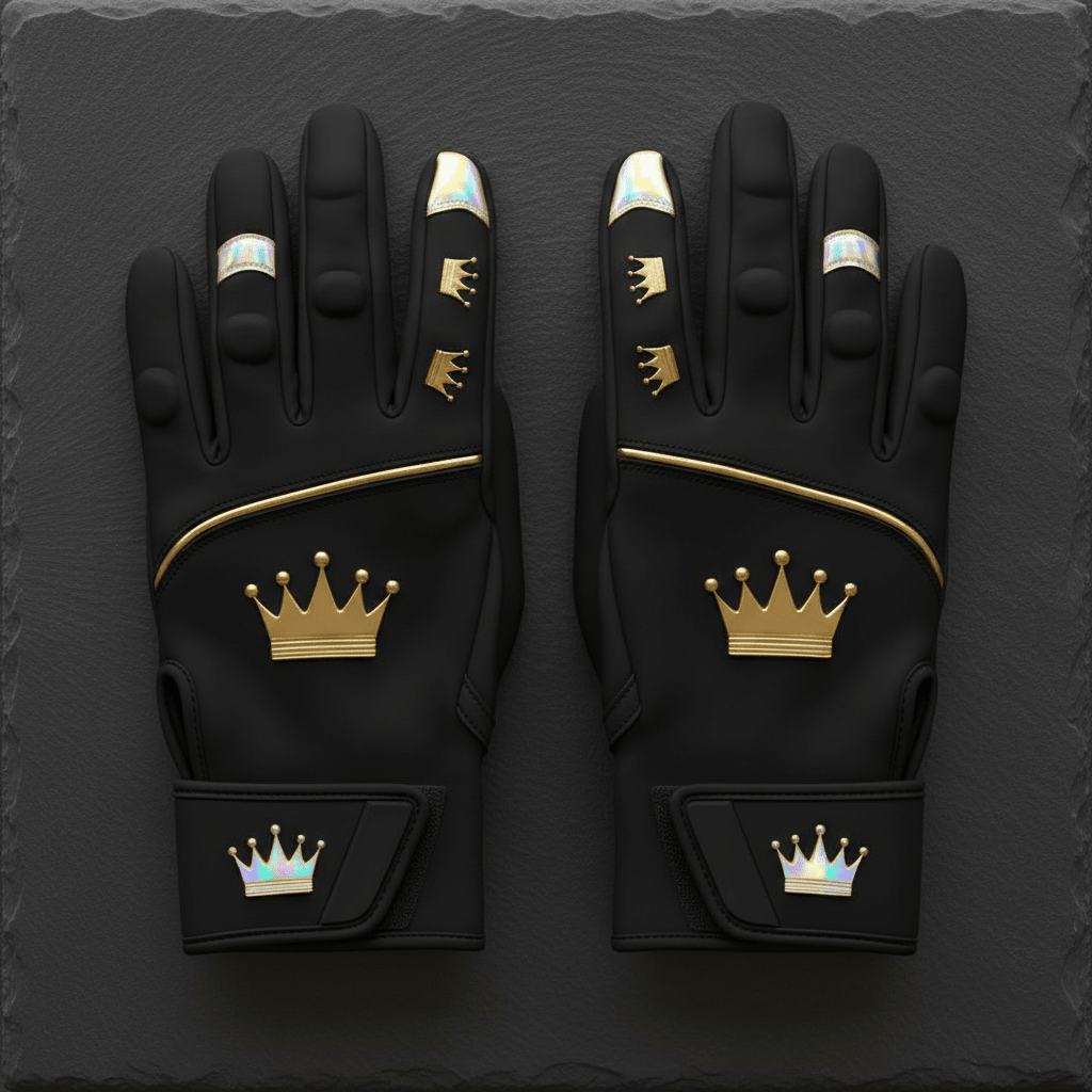 TITAN Crown Edition Baseball Batting Gloves Matte Black Gold