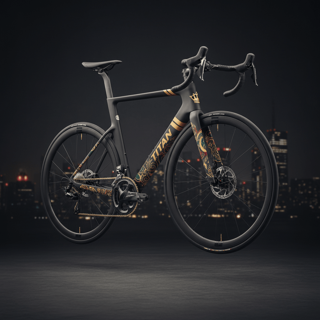 TITAN Crown Edition Road Bike THE ELITE — matte black and gold aero carbon road bike