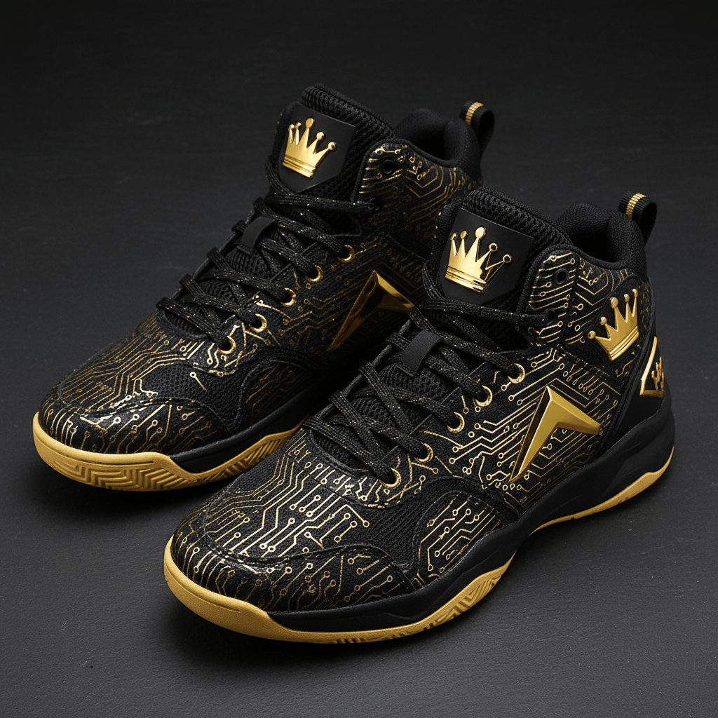TITAN Men's Cyber Gold Crown Basketball Shoes flat lay