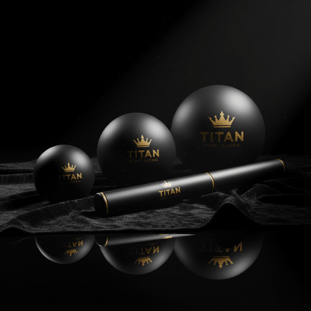 TITAN Massage Ball Set Crown Edition — matte black with gold crown logo
