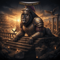TITAN Roman Praetorian Lion Men's Lounge Pants Crown Edition — lion in Roman Praetorian armor anime art on matte black