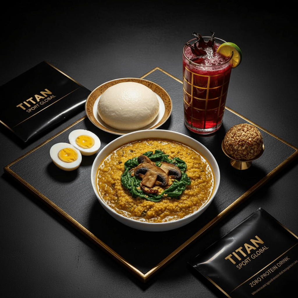 TITAN Crown Nigerian Egusi Soup and Egg vegetarian high-protein weekly monthly meal plan bundle