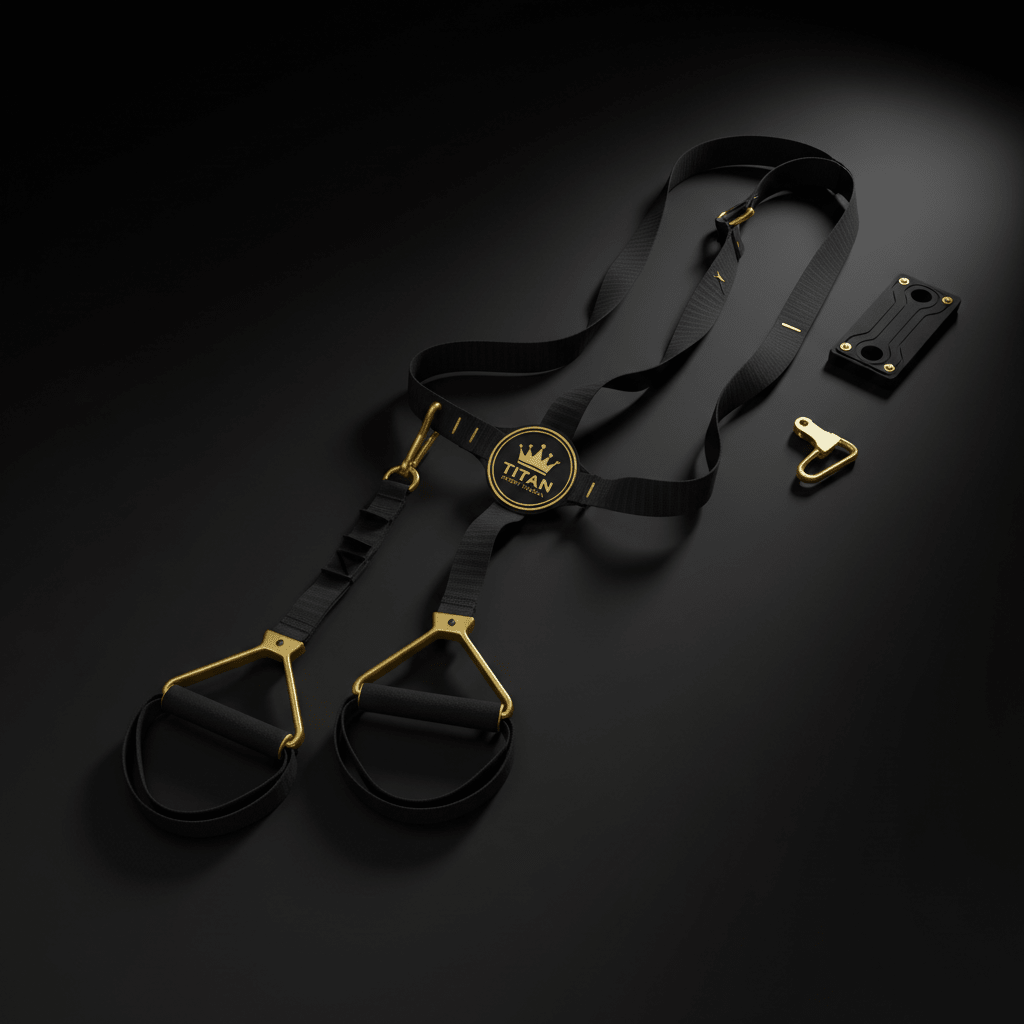 TITAN Suspension Trainer Blackout Crown — matte black with gold crown logo