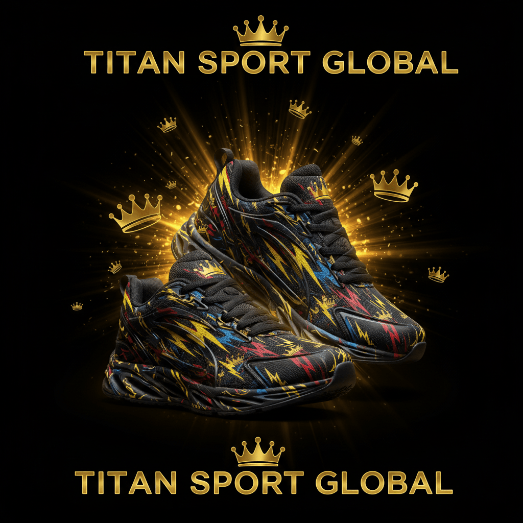 TITAN SPORT GLOBAL kids athletic shoes with lightning bolt crown pattern