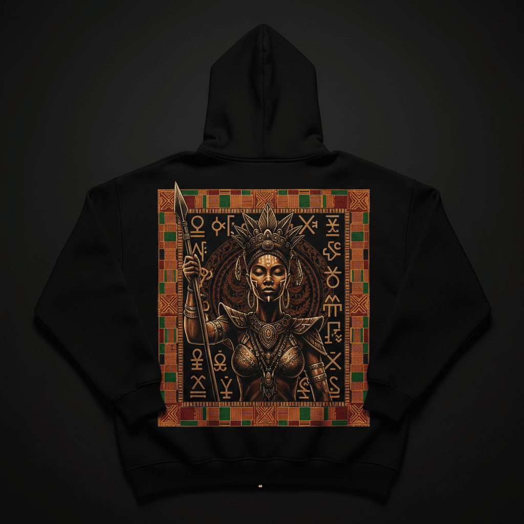 African Queen Crown Warrior Zip Hoodie — TITAN Crown Edition Pan-African warrior streetwear