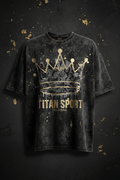 TITAN Men's Acid Wash Crown Oversized Tee flat lay Street SWAG Edition