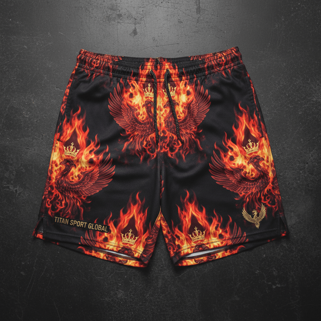 TITAN Men's Phoenix Crown Athletic Shorts flat lay