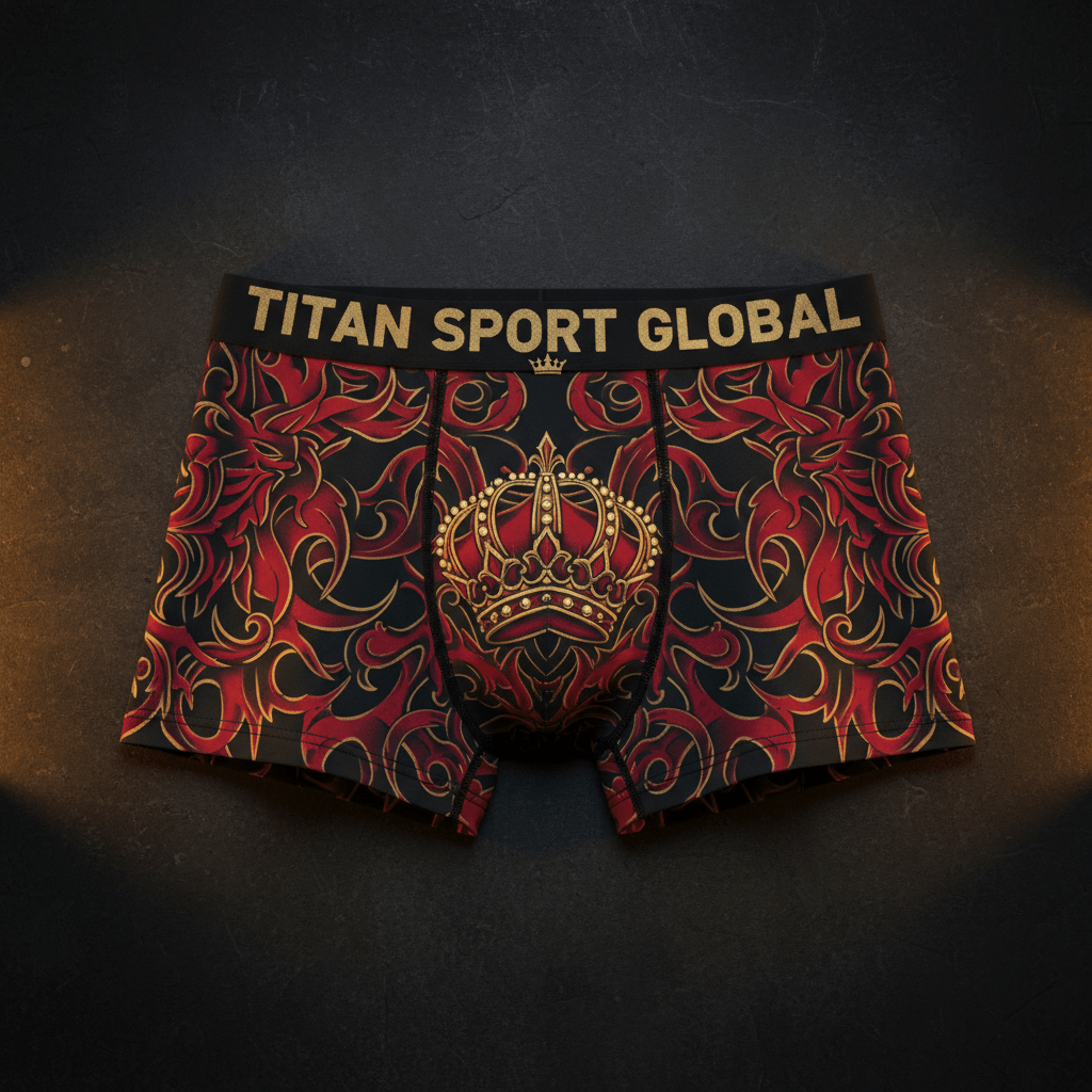 TITAN Men's Boxer Briefs Crown Edition Crimson Gold