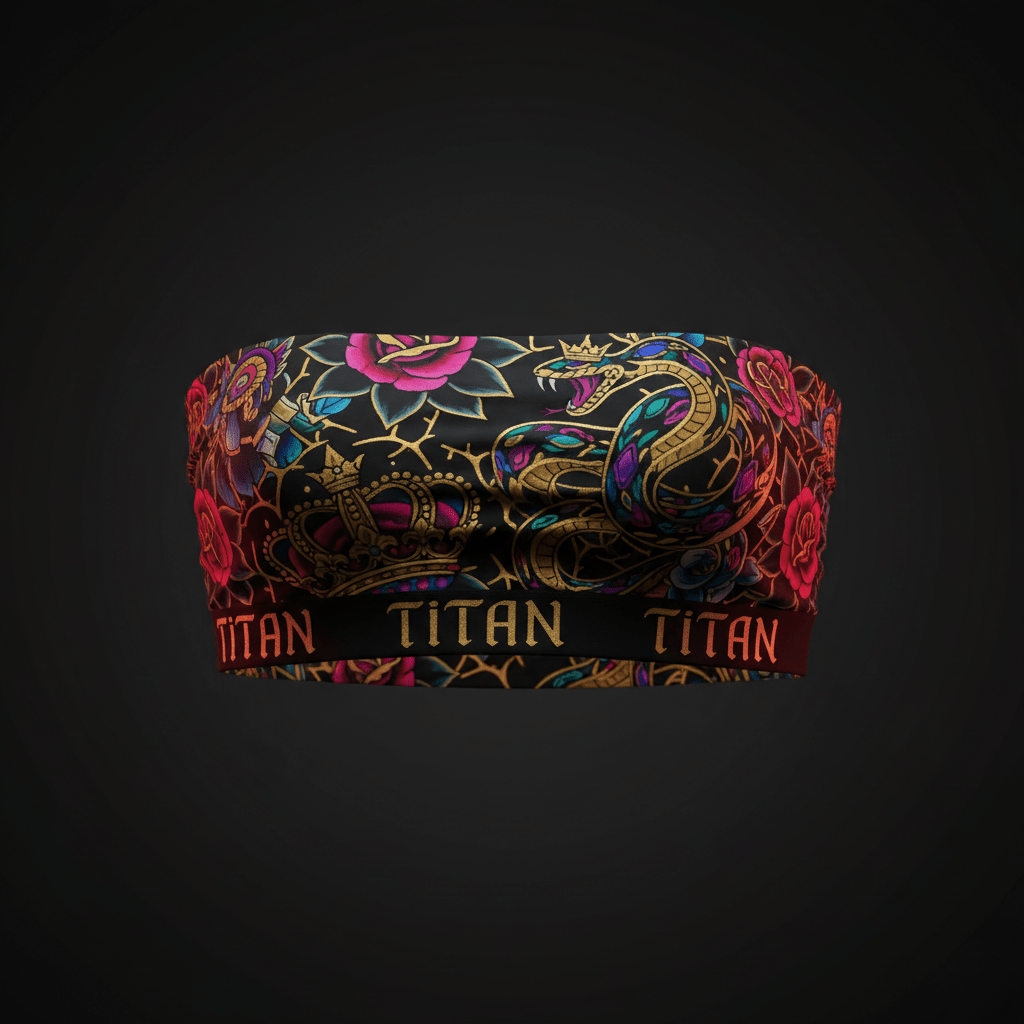 TITAN Women's Tube Top - Crown Edition tattoo-style artwork