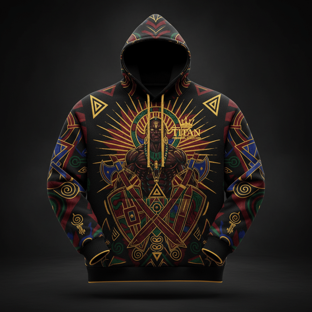 TITAN Plus Men's Ogun Iron Warrior Hoodie — Spiritual Crown Edition sizes 1X–5X