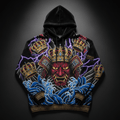 TITAN Crown Edition Tattoo Art Men's Oversized Lounge Hoodie - bold colorful tattoo artwork on matte black fleece
