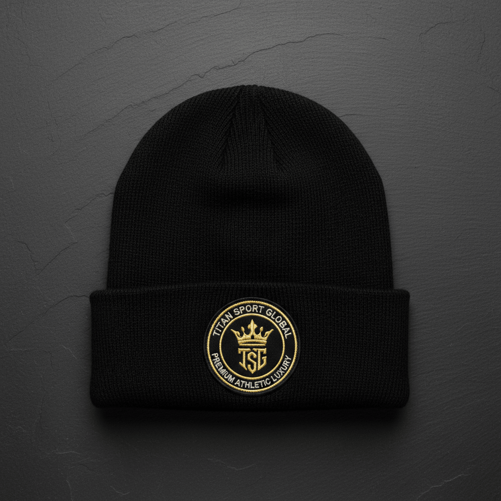TITAN Midnight Black Crown Beanie flat lay