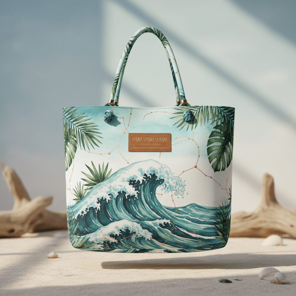 TITAN Sport Tote Bag — Ocean Wave Watercolor Design