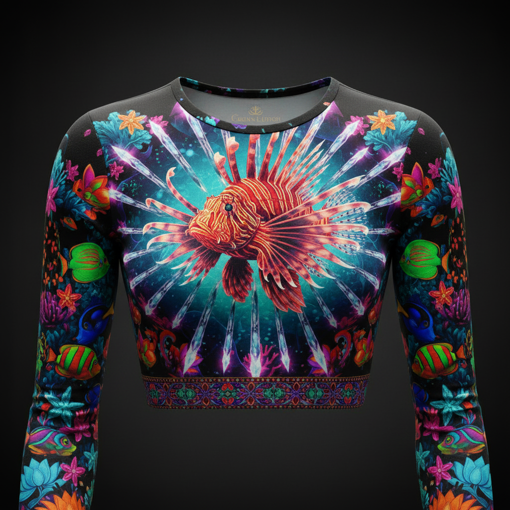TITAN Women’s Cosmic Lionfish Reef Long Sleeve Crop — Pterois Edition