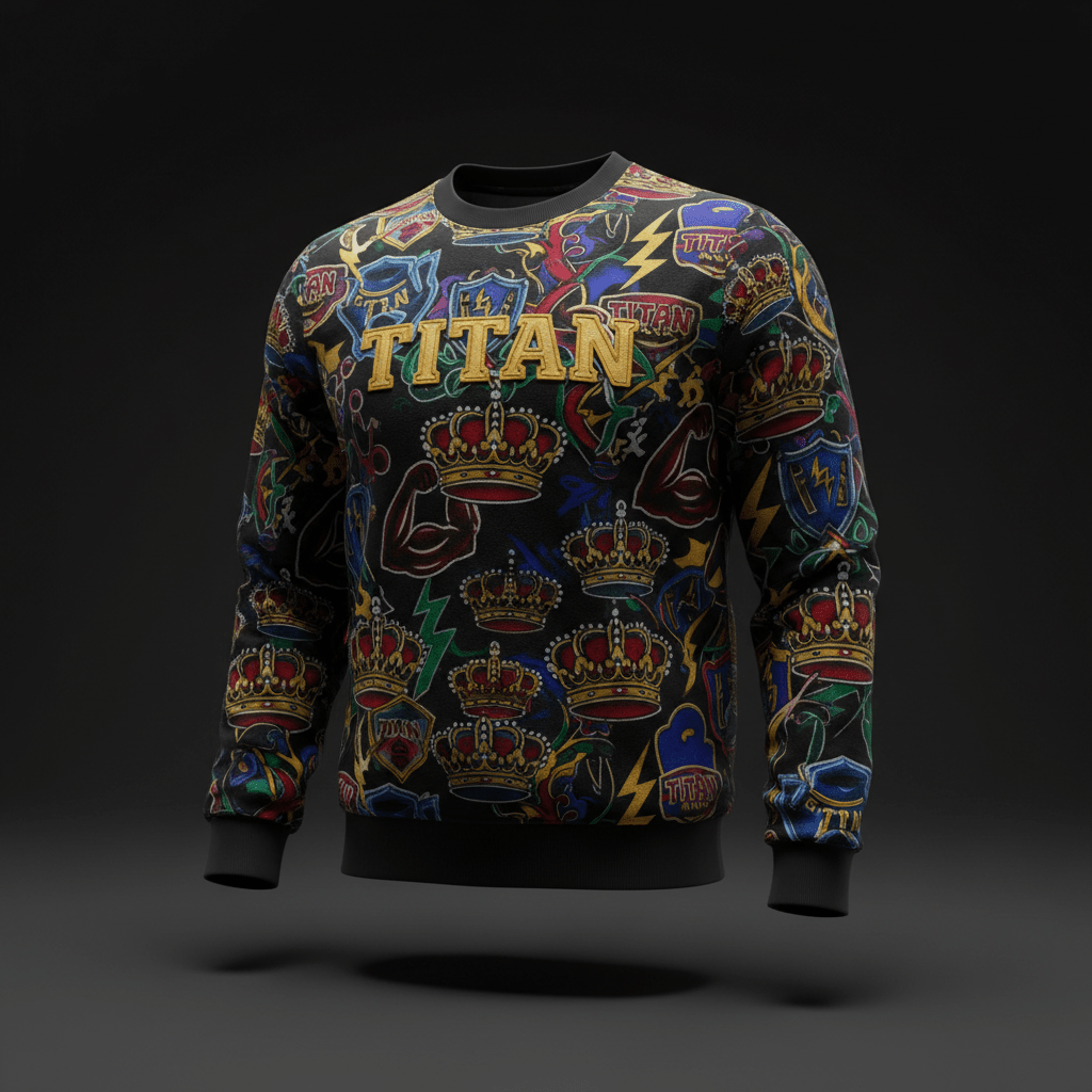 TITAN Elite Crewneck Sweatshirt — Crown Edition bold tattoo-style artwork