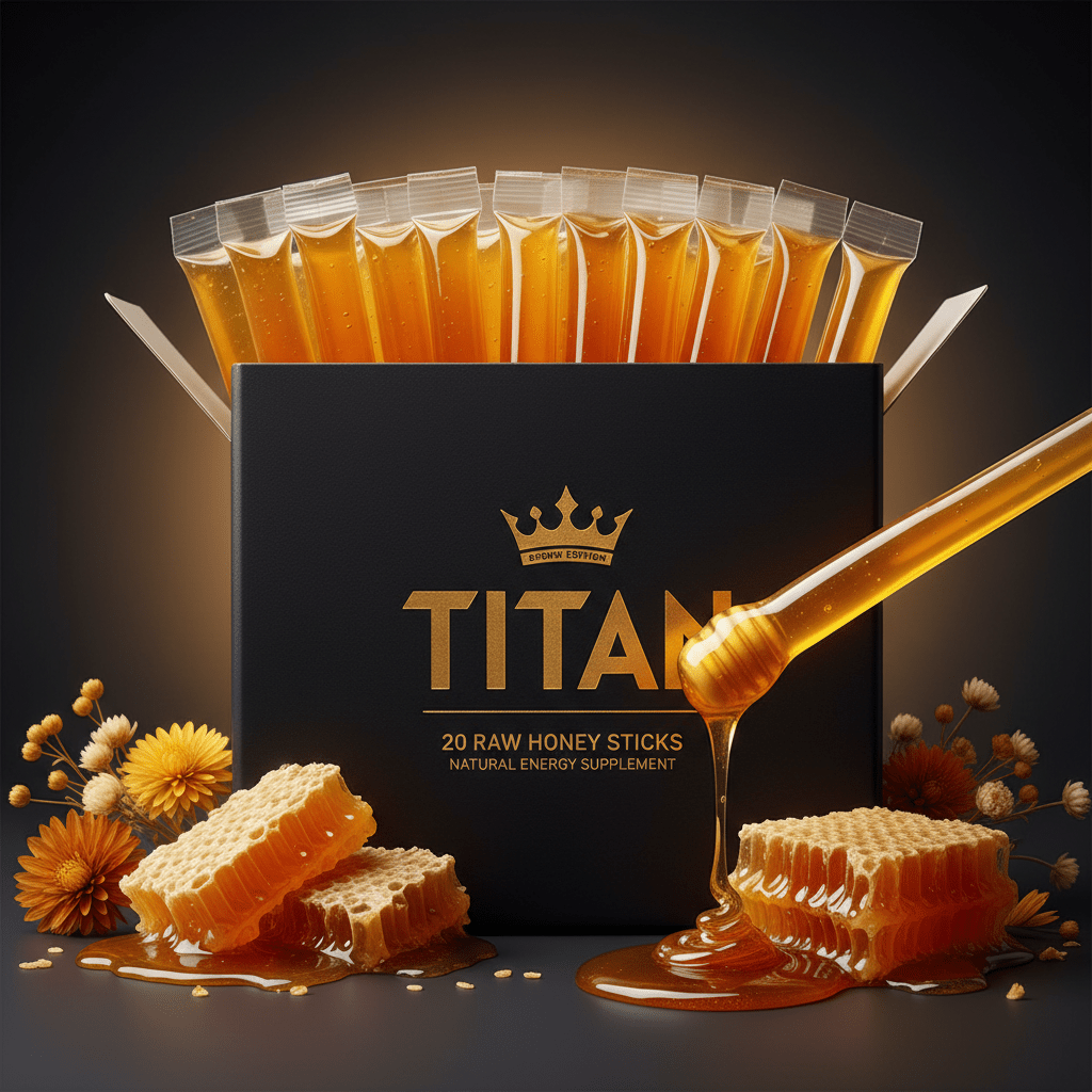 TITAN Raw Honey Sticks On-The-Go Pack Crown Edition — real product box shot