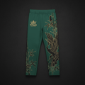 TITAN Unisex Slimming Compression Capri Leggings Jade Green Crane Crown Edition flat lay