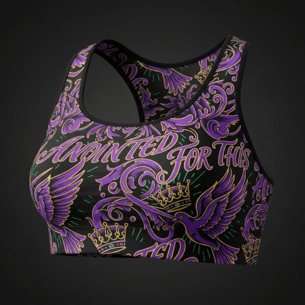 Women's Sports Bra — Anointed For This — Crown Edition