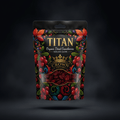 TITAN Organic Dried Cranberries — Reduced Sugar, Crown Edition tattoo-style artwork