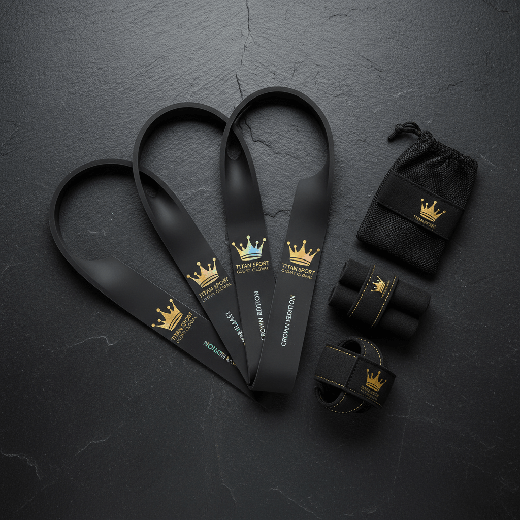 TITAN Crown Edition Rugby Resistance Bands Set Matte Black Gold