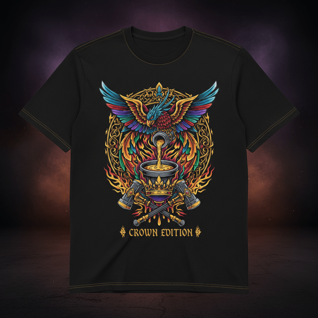 Refined By Fire Men's Tee — TITAN Crown Edition tattoo artwork